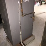 Water leak detector is installed on the furnace with the probe mounted about 3/4" above the floor drain.